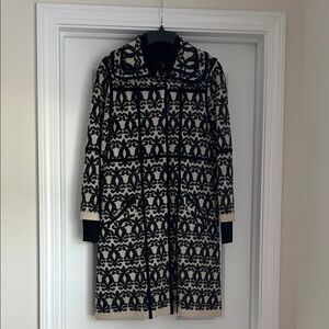 Elegant Black and Light Cream/off white Women's Fall Coat